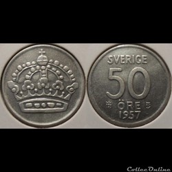 Suède 50 Ore 1957 TS