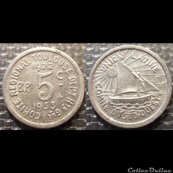 p- MN Toulouse 5 C. 1922-1933 Al Elie:15.7 variété avec triangle à droite du"5"