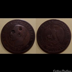 Monnaie Napoléon III 10c 1856 contremarquée B oeil crevé!!