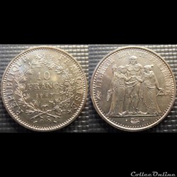 Lf 10 francs Hercule 1967 37mm 25g
