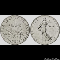 Hg 1 franc semeuse 1985 24mm 6g