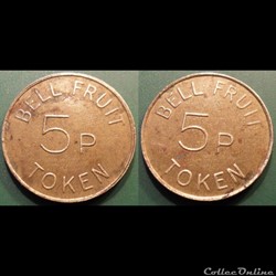 e- J etr Grande Bretagne BELL FRUIT 5 P Token