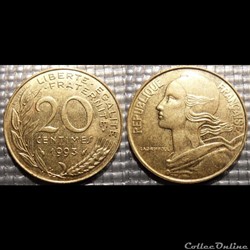 Ef 20 centimes Marianne 1993 23.5mm 4g