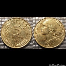 Cf 5 centimes Marianne 1995 17mm 2g