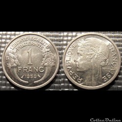 Hf 1 franc Morlon 1959 23mm 1.3g