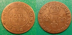 Guyane 2 sous de Cayenne 1789A