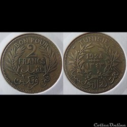 Tunisie 2 Francs 1924 Torche