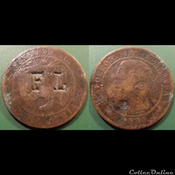 Monnaie Napoléon III 10c contremarquée FL