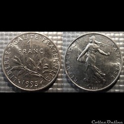 Hg 1 franc semeuse 1993 24mm 6g