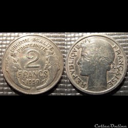 Jf 2 francs Morlon 1950 B 27mm 2.2g