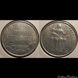 Polynésie Française 5 Francs I•E•O•M• 1975