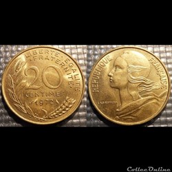Ef 20 centimes Marianne 1972 23.5mm 4g