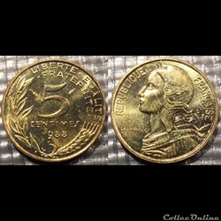 Cf 5 centimes Marianne 1988 17mm 2g