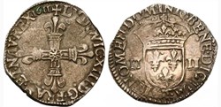 Louis XIII Quart d'écu à la croix fleurdelisée 1611 Nantes