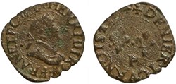 Henri III Denier tournois, 2e type de Dijon 1584
