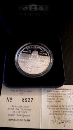 100 francs BE 1993 Musée du louvre Mona Lisa