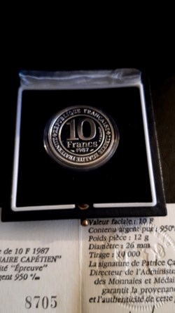 10 francs BE 1987 Millénaire capétien