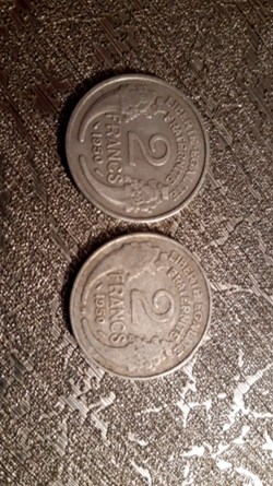 2 francs 1950 et 1950 B alu Morlon