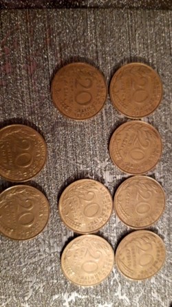20 centimes 1970 à 1979 manque 1975 Marianne