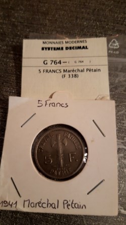 5 francs Marechal Petain 1941