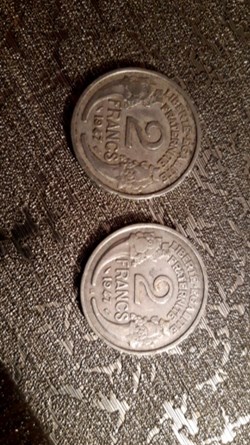 2 francs 1947 et 1947 B alu Morlon