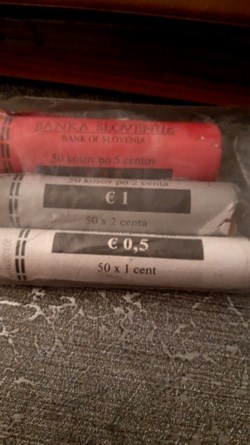 Rouleaux 1,2,5 centimes 2007 Slovenie