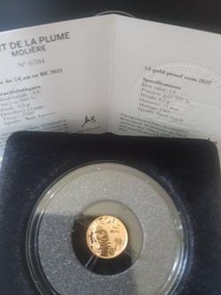 5 euro or 2022 BE l'art de la plume moliére