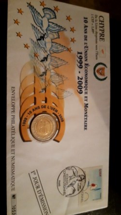 2 euros 2009 Chypre 10 ans de l'union économique et monétaire