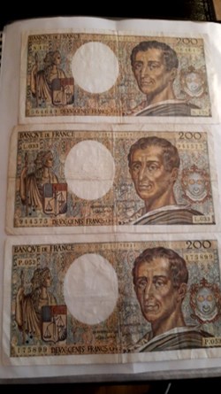 200 francs 1985,1987,1992 Montesquieu