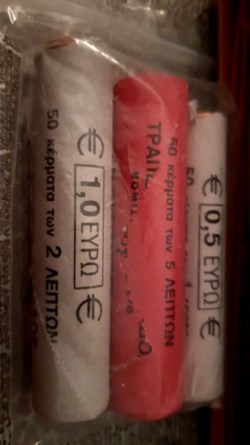 Rouleaux 1,2,5 centimes 2002 Gréce