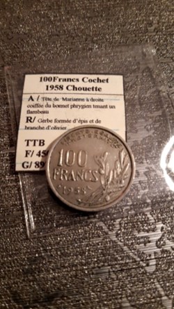 100 francs cochet 1958 chouette