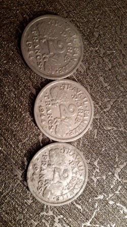 2 francs 1944 et 1944 B et 1944 C Francisque
