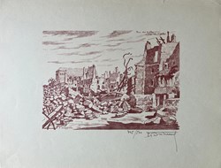 TOURS - Rue des Halles vue sur St Julien - Ferdinand DUBREUIL- 1940