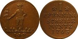1763 BRUNSWICK-LÜNEBURG-CALENBERG-HANNOVER Pfennig