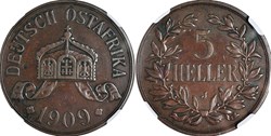 German East Africa 1909 J 5 Heller