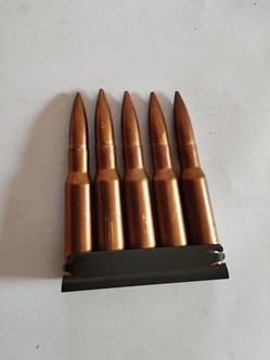 Lame chargeur garnie de 5 cartouches de 7.62x54R
