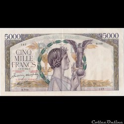 F.46.27 5000 FRANCS VICTOIRE (IMPRESSION À PLAT) 1934