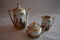 Verseuse, pot à lait sucrier peints de décors et personnages champêtres