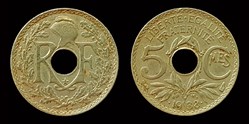 5 centimes Lindauer, maillechort, avec étoile 1938