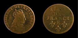 Louis XIV - Liard au buste adolescent 165? E Meung-sur-Loire / Châtellerault