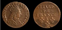 Louis XIV - Liard au buste adolescent 1655 A Corbeil