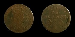 Louis XIV - Liard au buste adolescent 1657 E Meung-sur-Loire / Châtellerault