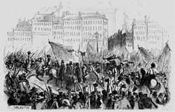 24 Février 1848 - Le Peuple promenant le trône de Louis-Philippe 1er