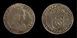 Louis XIV - 1/12e Écu à la mèche courte 1644 D Lyon