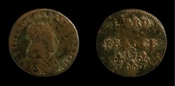 Louis XIV - Liard au buste adolescent 1656 G Lusignan