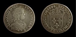 Louis XIV - 1/12e Écu à la mèche courte 1644 A Paris