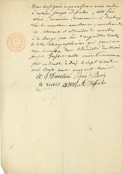 DHAM/Arch/19/0009 - Reçu (?) à l'adresse d'Antoine Joseph Defesche