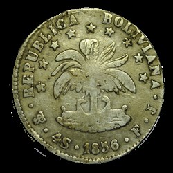 BOLIVIE 4 Soles Bolivar 1856 Potosi