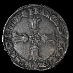 HENRI IV Quart d'écu, croix batonnée et fleurdelisée de face 1592 I