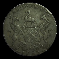 East India House , half penny token 1793